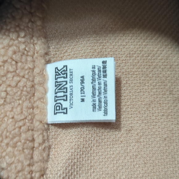Victoria's Secret PINK Brown/Tan Teddy Fleece Snap Button Jacket Medium - Picture 5 of 6